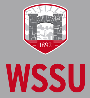 WSSU abbreviated v. logo with gray background