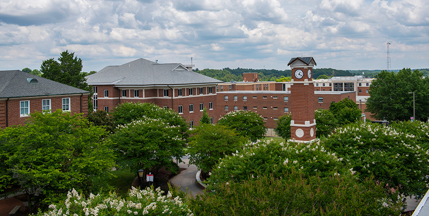 WSSU's campus with the clock tower in the center