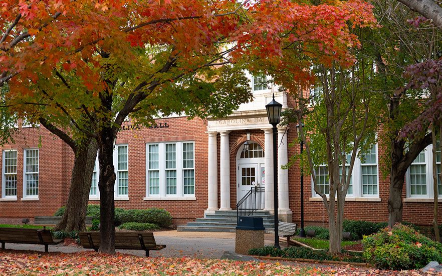 View of Carolina Hall on WSSU's campus during fall