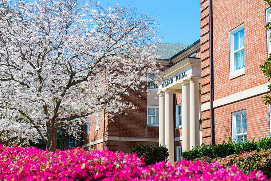 Spring flowers around WSSU's Blair Hall
