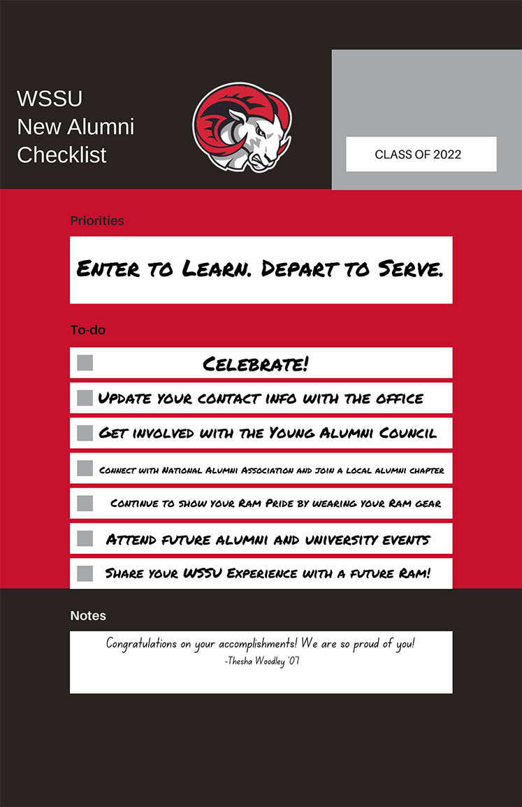 New Alumni Checklist