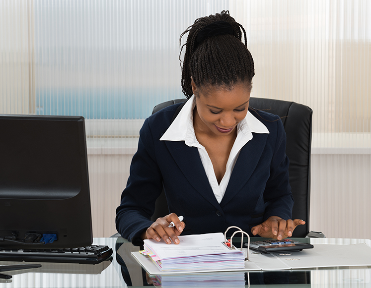 a lady doing some work