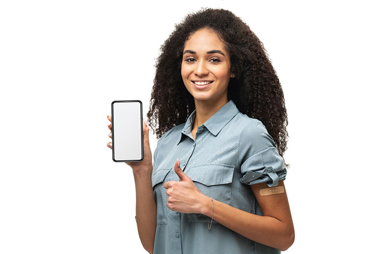 Woman holding phone