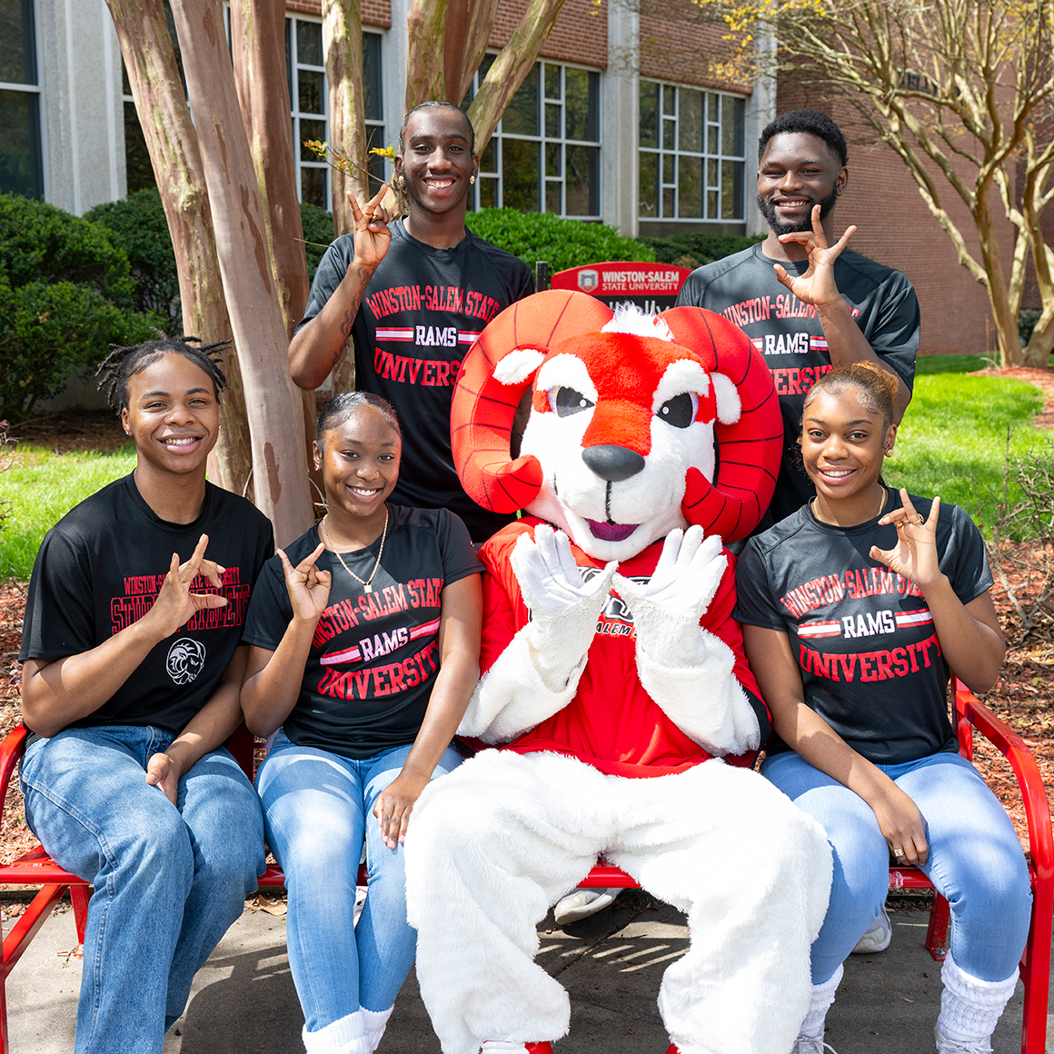 Students smiling on campus